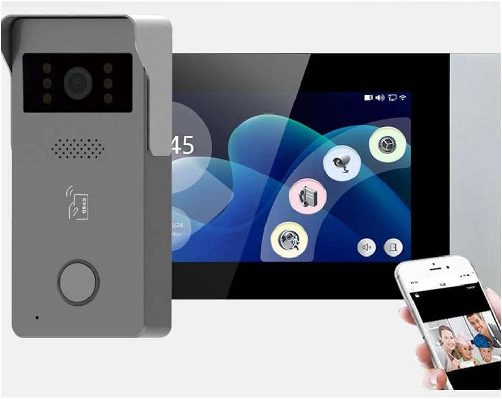 LCD Video Door Intercom Access Control System Electric Strike Push Rod Lock for Panic Bar& Power Unit Full Kits Cards Phone App Remote Open