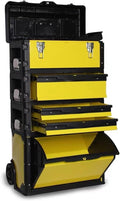 Tool Box Toolbox Four-Layer Combination Rolling Work Centre Toolbox with Pull Handle Detachable Toolbox Multifunctional 4 Level Workstation Tool Storage(Yellow)