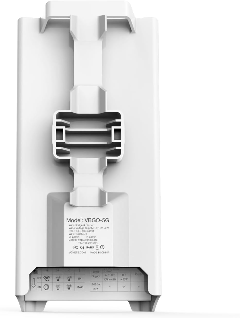 Vonets 1800Mbps Point-to-Point Wireless Bridge, 2KM Range, 5.8G WiFi Extender, Dual Gigabit Ports, PoE or DC Powered, IP65 Weatherproof, Outdoor, Building (2)