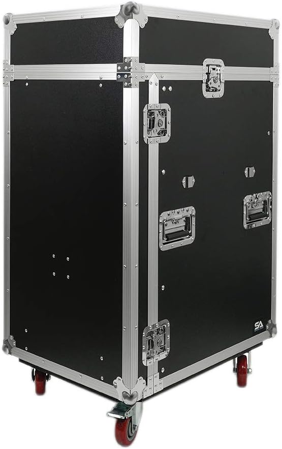 Seismic Audio - SA-PTR-16UCT - 16 Space Pro Audio DJ Road Rack Case with DJ Work Table & Casters - Pro Tour Grade