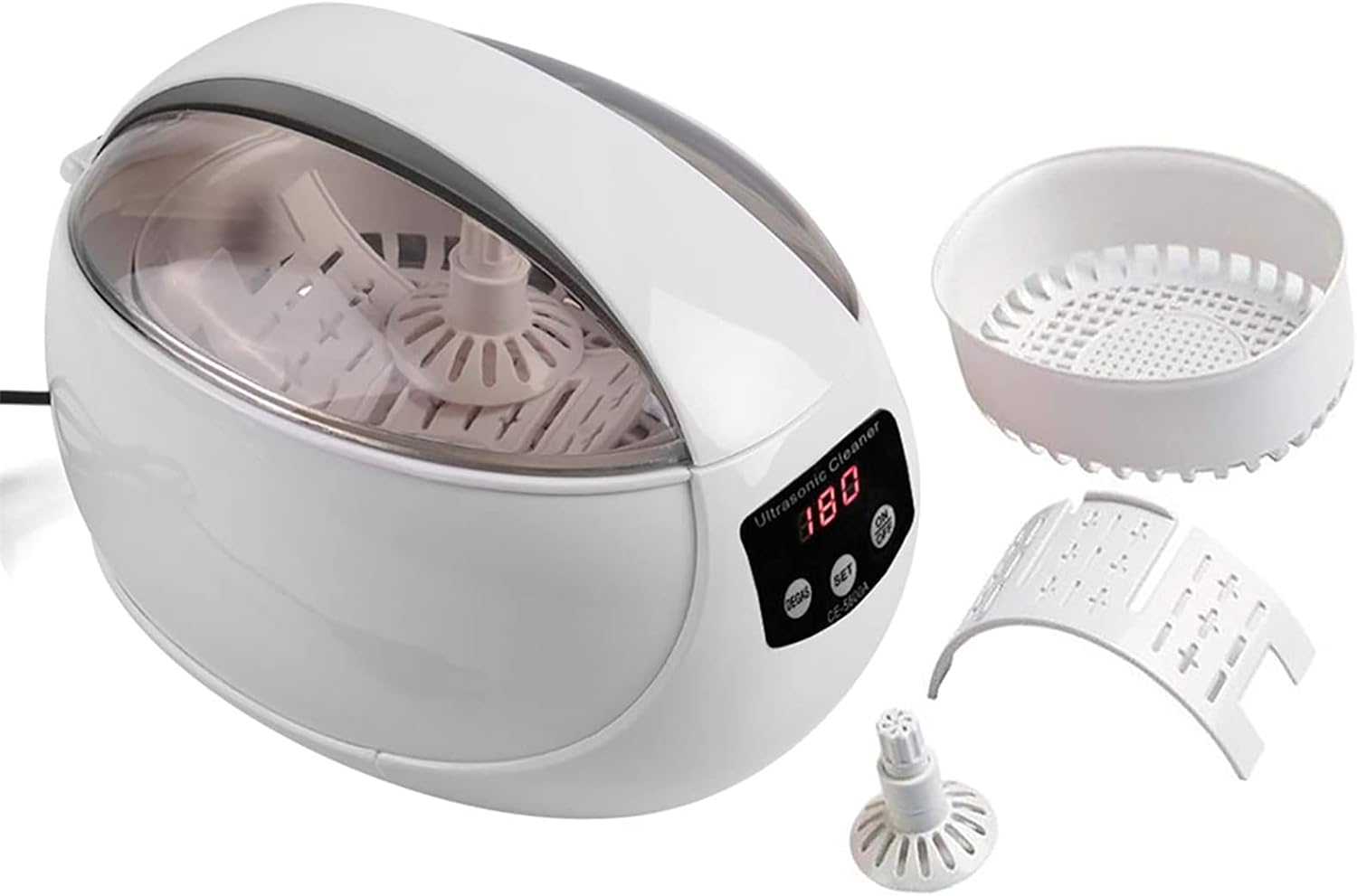 Gaone Digital Ultrasonic Jewelry Cleaning Device Small Household Multifunction Cleaner Stainless Steel Ultrasonic Bathroom Washing Machine Cleaning Tools,White