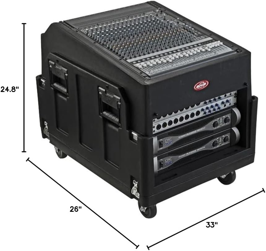 SKB Mighty Gig Rig with 14U top 6U Front Rack, Built-in Pedestal, Optional Rear Rack Rails