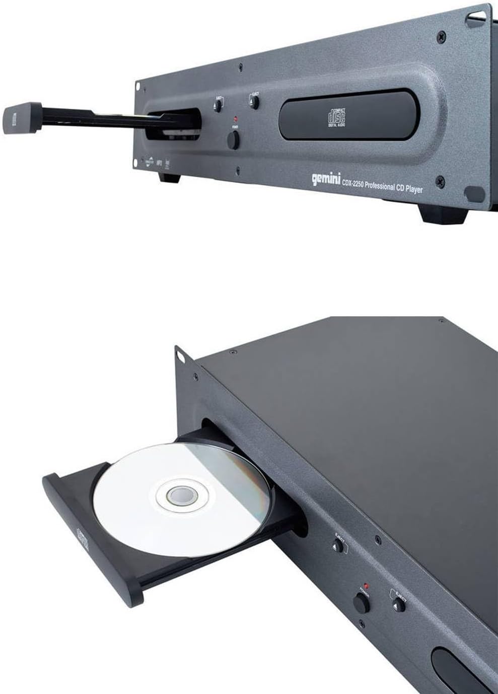 Gemini Dual CD/USB DJ Media Player – 2-Deck Rackmount CD Player with Jog Wheels, MP3 Playback & Anti-Shock – Pro Audio Component for DJs, Mobile Rigs & Installations (CDX-2250i)