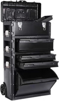 Toolbox Toolbox Four-Layer Combination Rolling Work Centre Toolbox with Pull Handle Detachable Toolbox Multifunctional 4 Level Workstation Tool Box(Black)