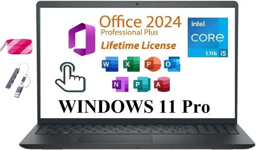 Dell Inspiron Touchscreen Laptop, 15.6' Business & Student Laptop Computer, Windows 11 Pro Laptop,Full HD IPS Display, Numeric Keypad, Carbon Black (Intel Core i5-1334U, 32GB RAM | 1TB SSD)