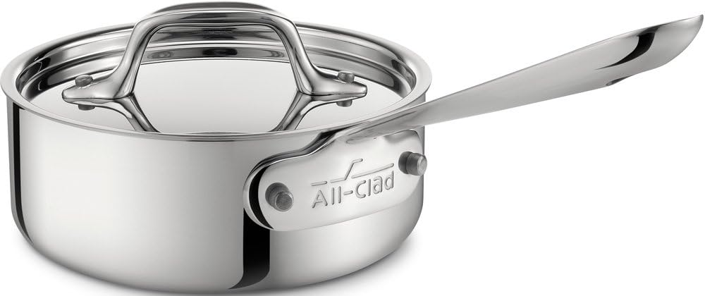 All-Clad D3® Stainless Steel 1 Quart Sauce Pan Covered- Made in the USA- The Original Bonded Professional Cookware- Oven Safe & Induction Compatible
