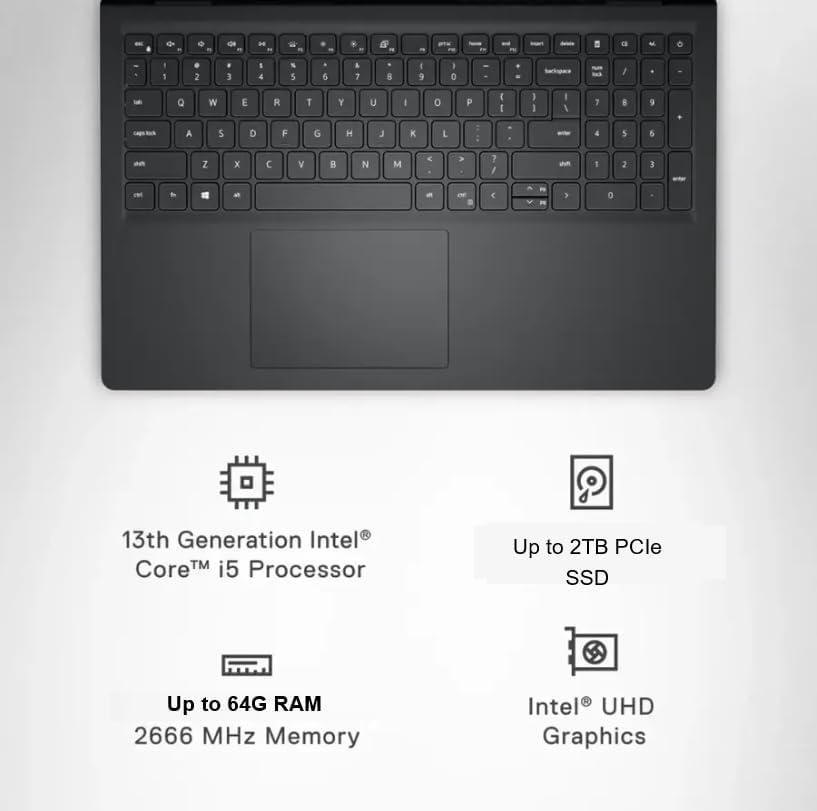 Dell Inspiron Touchscreen Laptop, 15.6' Business & Student Laptop Computer, Windows 11 Pro Laptop,Full HD IPS Display, Numeric Keypad, Carbon Black (Intel Core i5-1334U, 32GB RAM | 1TB SSD)