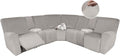 HDCAXKJ Reclining Sectional Couch Covers Velvet L Shaped Sectional Sofa Cover Washable Stretch Soft Corner Recliner Slipcover with Non-Slip Elastic Bottom (5 Seat and 2 Middle Console, Air Gray)