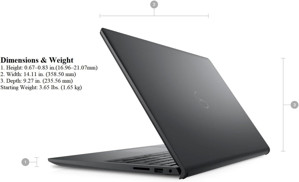 Dell 2023 Inspiron 15 Business Laptop, 15.6' 1920x1080 FHD, 12th Gen Intel i5-1235U 4.4 GHz,16G RAM, 512G SSD, Win 11 Pro, Webcam, Bluetooth, Carbon Black