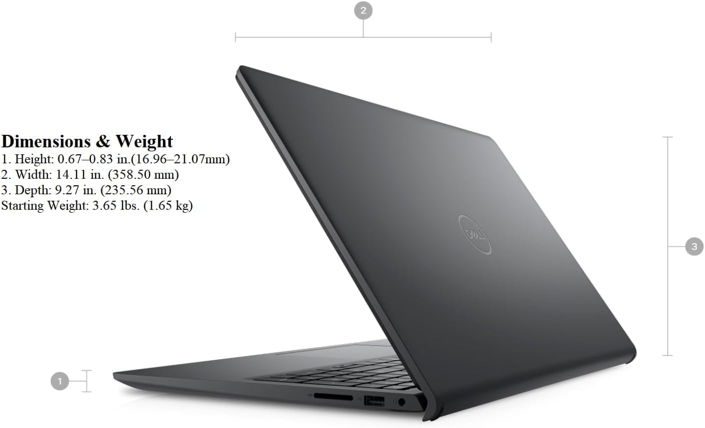 Dell 2023 Inspiron 15 Business Laptop, 15.6' 1920x1080 FHD, 12th Gen Intel i5-1235U 4.4 GHz,16G RAM, 512G SSD, Win 11 Pro, Webcam, Bluetooth, Carbon Black