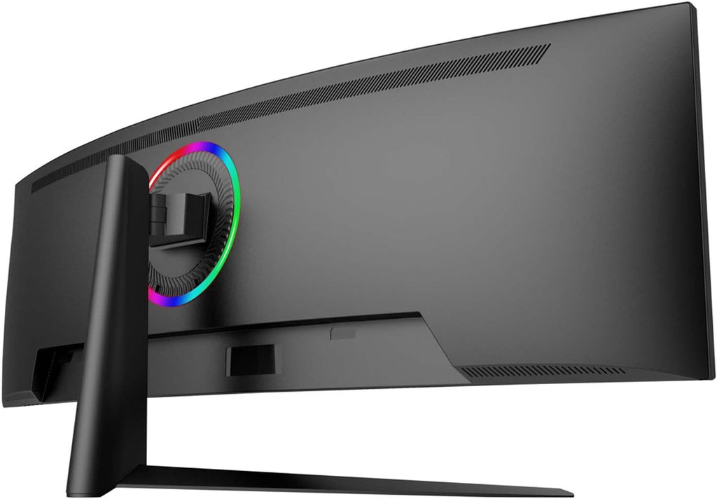 Gawfolk 45 inch Ultra-Wide Curved 1500R Gaming Computer Monitor, DQHD(5120×1440) PC Screen, 185Hz, 1MS, FreeSync, 120% sRGB, Built-in Speaker, HDMI2.1 & DP1.4, Compatible Wall Mount 100 * 00mm- Black