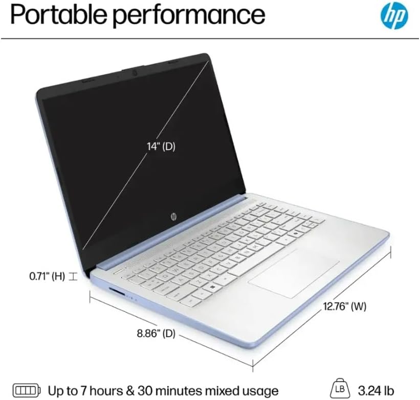 HP 2025 Student Business Laptop, Intel Processor N150(up to 3.6 GHz), 14 Inch LED Screen,8G RAM, 128GB Storange,1 Year Office 365, Windows 11 Home,w/YYY Accessories,Sky Blue