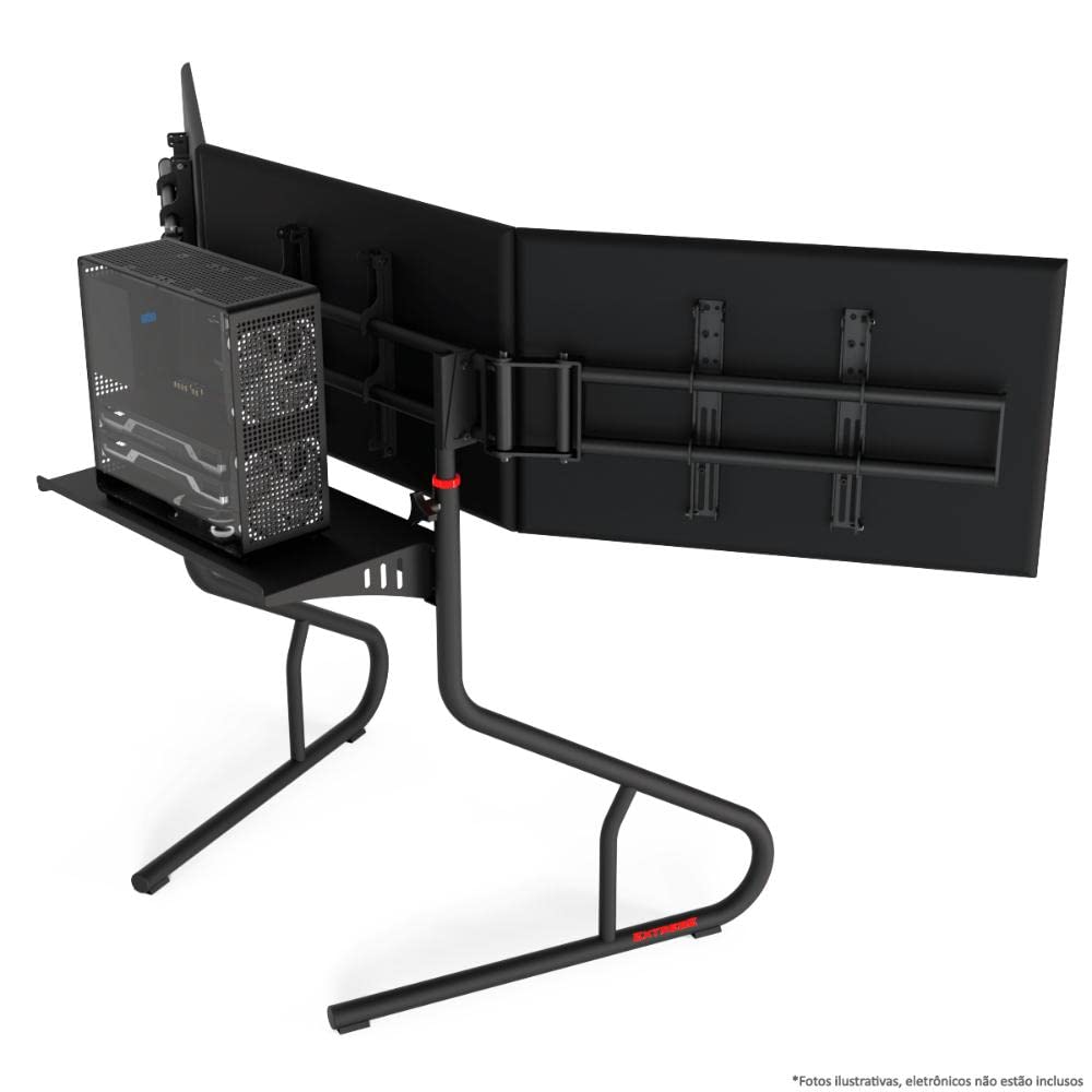 Extreme Sim Racing Triple Screen Tv Stand Add-on Upgrade With Back Tray - Fits almost all Sim Racing Rigs in the Market - Suitable for TV sizes up to 3 x 37'