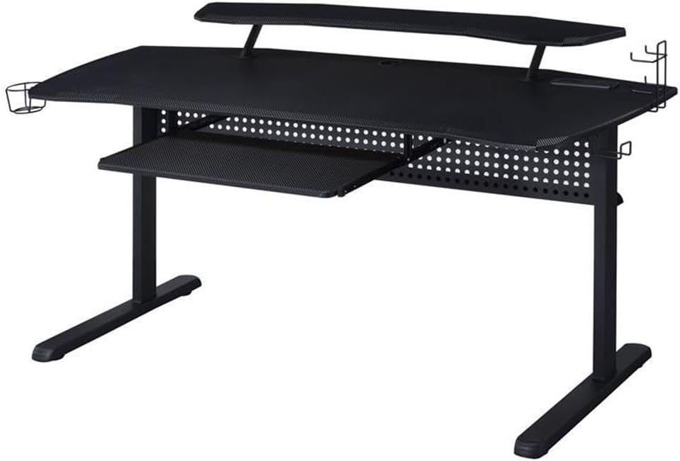 Acme Vildre Metal Frame Gaming Table with USB Port and LED Light in Black