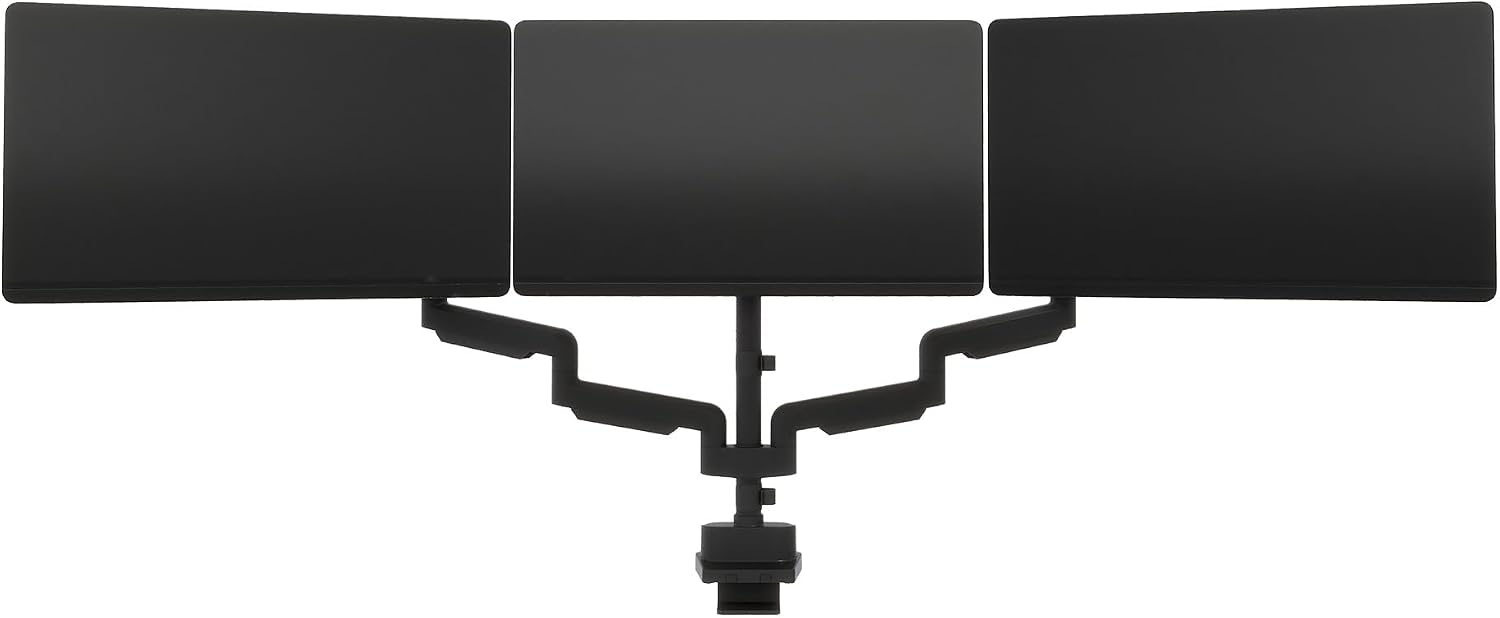 Vari Triple Monitor Arm - VariDesk 3 Computer Monitor Mount Accessory - VESA Compatible Stand with 180 Degree Adjustment - Heavy Duty Articulating Arm - Black