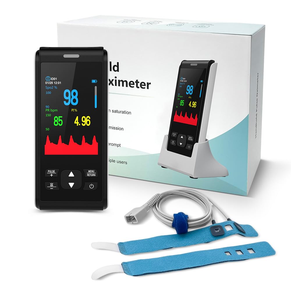 Pulse Oximeter Fingertip Infant Pulse Oximeter for Kids Overnight Continuous Pulse Oximeter Rechargeable Baby Oxygen Monitor Handheld Pulse Ox for SpO2 and Pulse Rate Continuous Baby Monitoring
