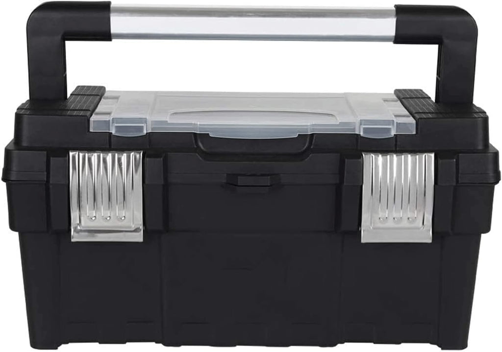 LIOONS Tool Box 2 Layer Plastic Alloy Long Handle Tool Boxes Portable Tool Kit Removable Tray Lightweight Storage Case Tool Kit
