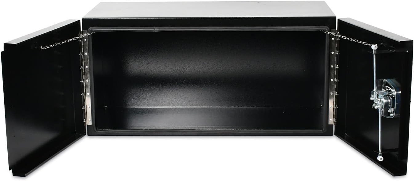 SSN 36'' Inch Black Steel Underbody Truck Box with T-Handle Latch and Barn Door,18 X 18 X 36 Inch Truck Bed Tool Box,Waterproof and Durable Toolbox,for Storage and Organization