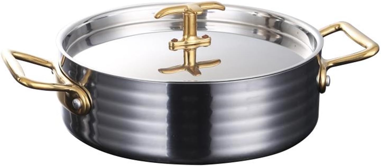 304 Stainless Steel Shabu Shabu Pot, Soup Pot Seafood Pot Stew Pot with Lid and Handle for Induction Cooktop, Gas Stove & Electric Stove,32cm