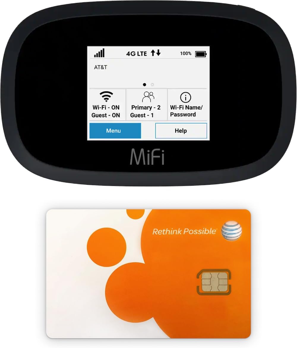 AT&T Wireless Hotspot Pocket WiFi 4G LTE MiFi 8000, Free VPN Mobile Hotspot for Travel, 4G Mobile Portable WiFi, Unlocked Globally, Near 5G Speed up to 1200 Mbps, EVDO-LINK Bundle