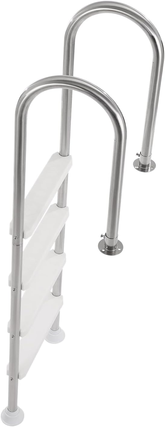 VEVOR Swimming Pool Ladder, 4-Step Double Handrails Stairs with Non-Slip Heavy Duty Steps, Stainless Steel Load Capacity 265 lbs, for 54 in Inground Pools with Mounted Deck Board Indoor & Outdoor