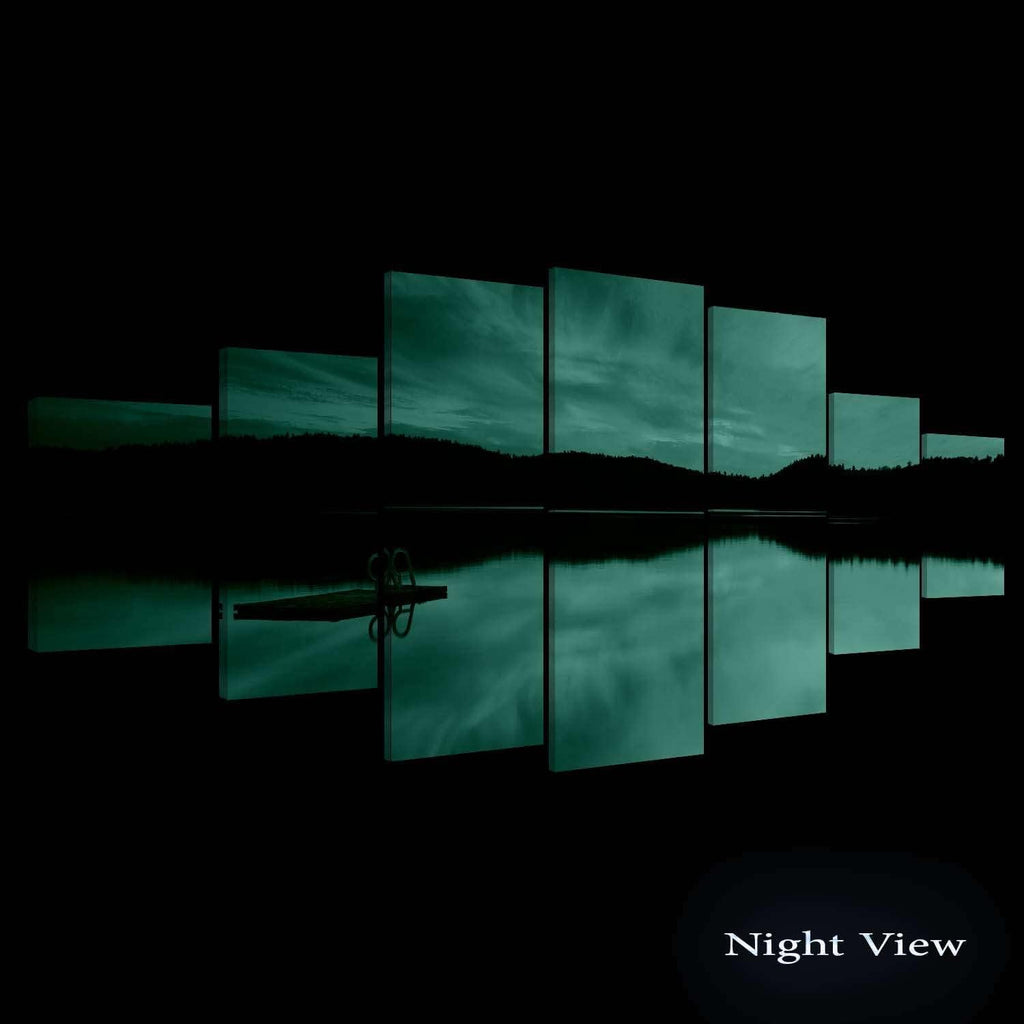 Startonight Huge Canvas Wall Art - Pink Sunset On The Lake Large Framed Set of 7 40' x 95'