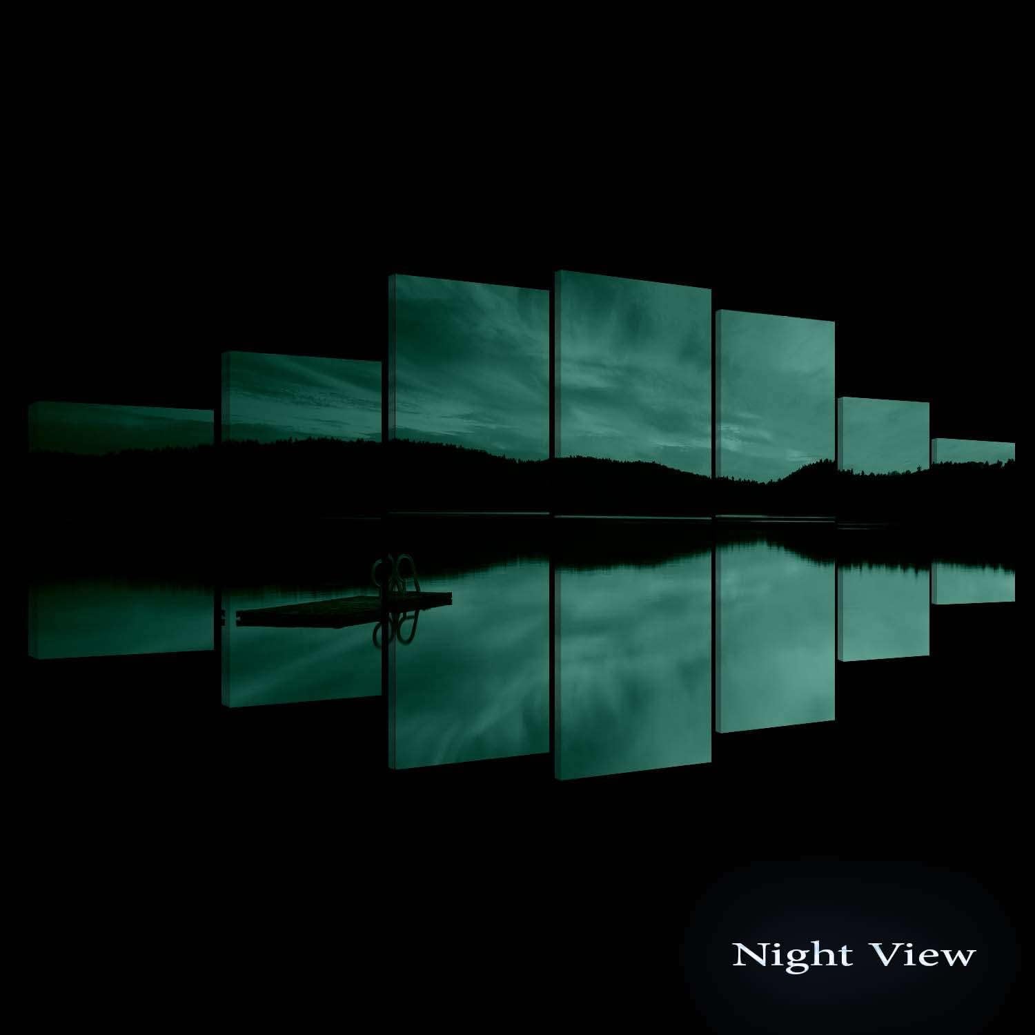 Startonight Huge Canvas Wall Art - Pink Sunset On The Lake Large Framed Set of 7 40' x 95'
