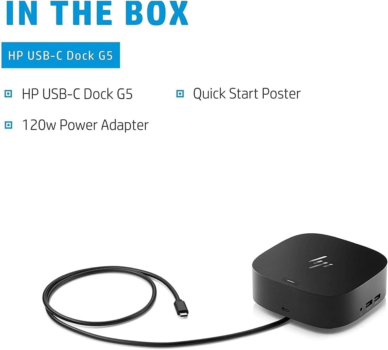HP USB-C Essential Dock G5 (1 SuperSpeed USB Type-C; 2 USB Type-A;1 Audio Jack; 2 DisplayPort 1.4; 1 HDMI 2.0; 1 RJ-45; 2 SuperSpeed USB Type-A (Charging)) Bundle Dockztorm Dock 78L94AA#ABA-0-R Black