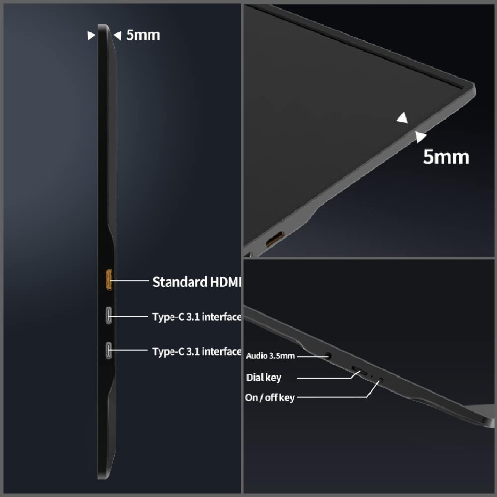 17.3 inch Portable Monitor IPS 100% sRGB 1080P HDR FHD FreeSync,Dual HDMI USB Type-C Monitor,PS4/Switch/PC/Mac/Compatible,1920 x 1080p,Built-in Speaker