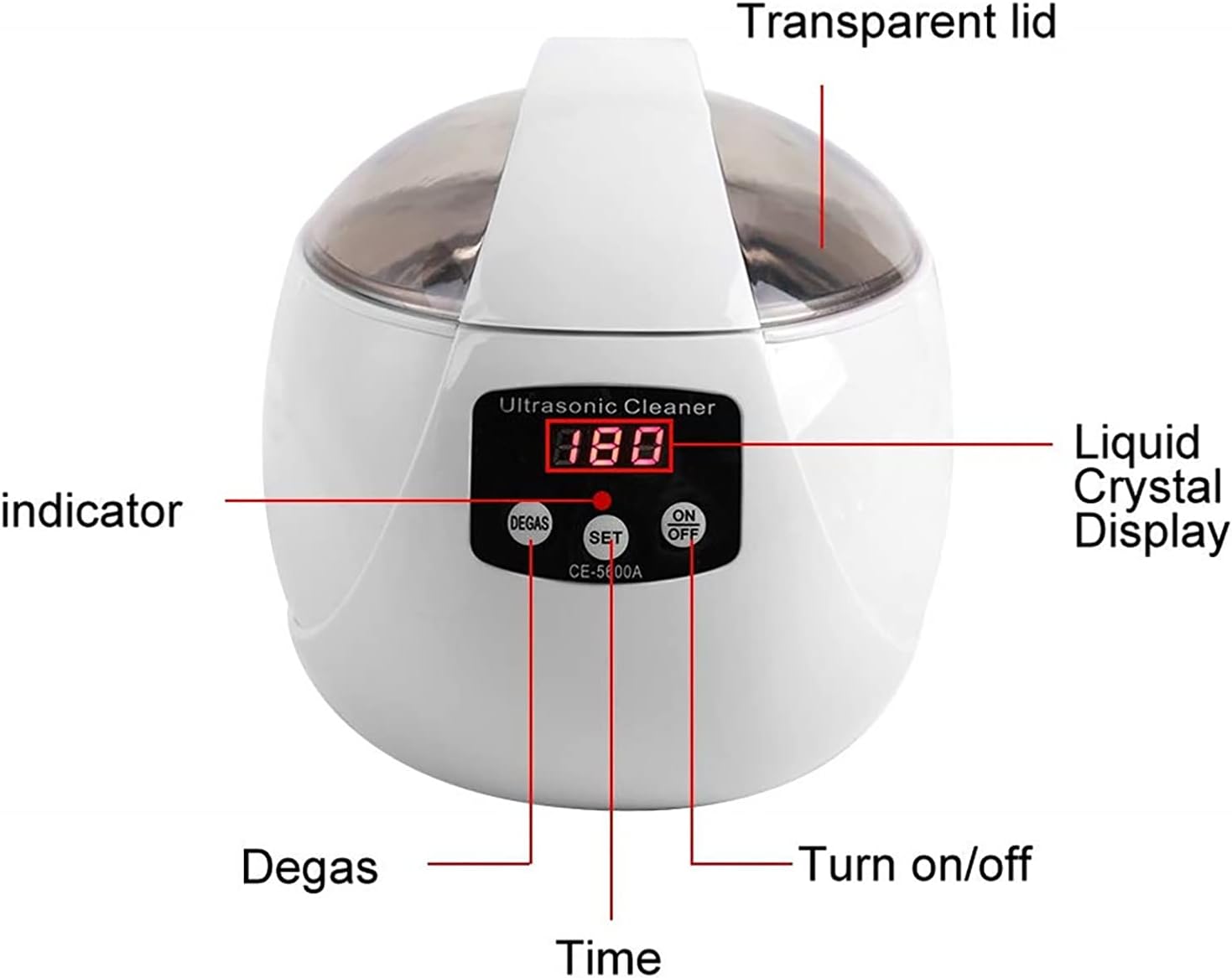 Gaone Digital Ultrasonic Jewelry Cleaning Device Small Household Multifunction Cleaner Stainless Steel Ultrasonic Bathroom Washing Machine Cleaning Tools,White