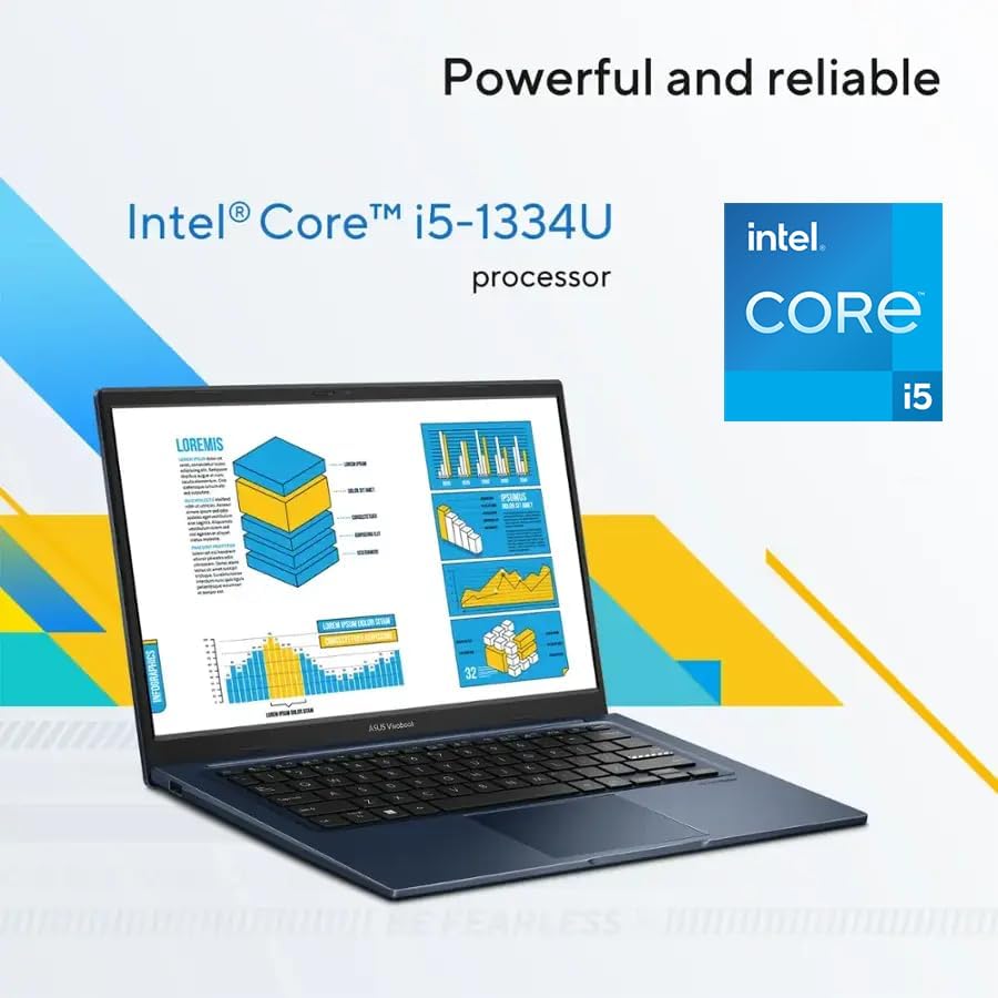 ASUS Vivobook 14(2026), 14', FHD Slim Laptop, Intel 13th Core i5-1334U, UHD Graphics, Privacy Camera, Bluetooth5.1, Windows 11 H, Quiet Blue, W/HDMI (12GB RAM | 512GB SSD + HDMI)