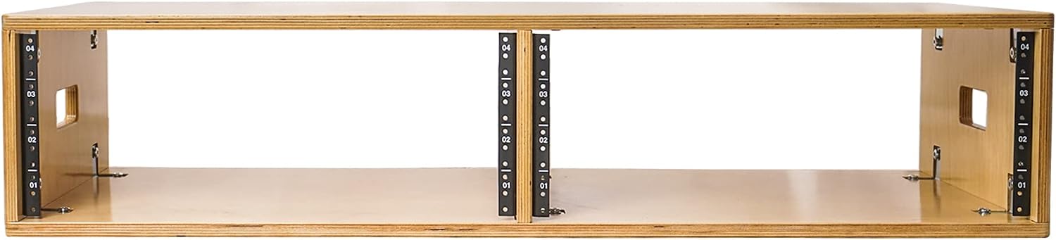 Sound Town DIY 2 x 4U Studio Rack with Baltic Birch Plywood, Golden Oak for Recording Room, Home Studio (SDRK-D4)