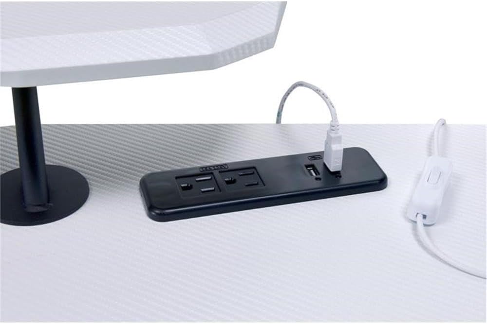 Acme Vildre Wooden Top Gaming Table with USB Port in Black and White