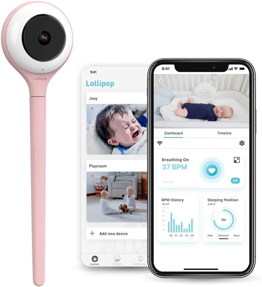 Lollipop Baby Monitor Upgraded Smart Wi-Fi Camera of True Crying Detection, Two-Way Audio, Infrared Night Vision – Ideal Gift for Baby Shower