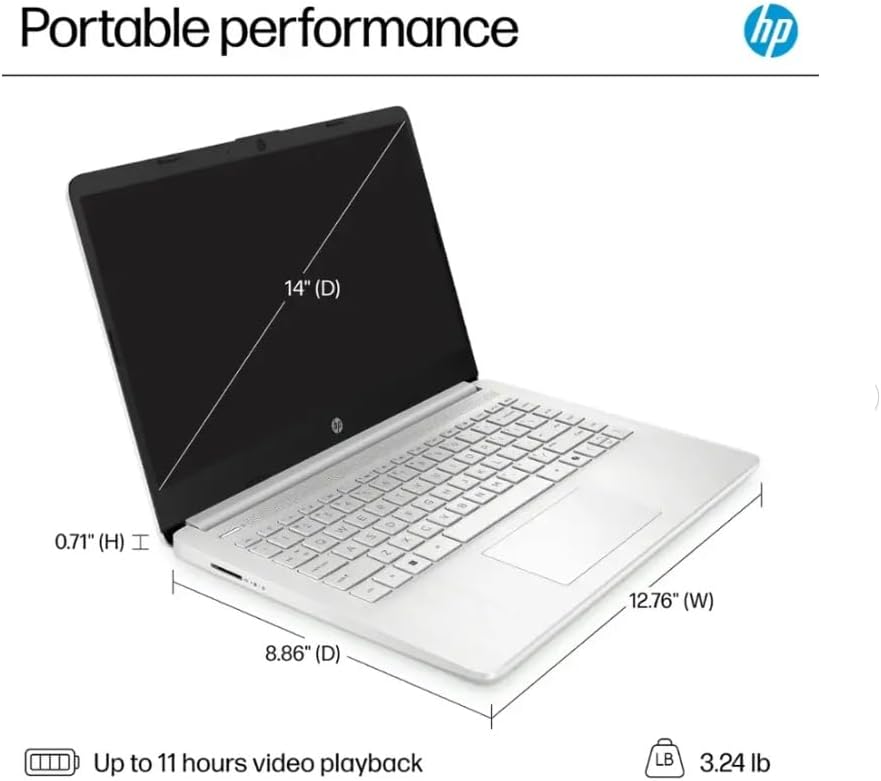 HP 2025 Student Business Laptop, Intel Processor N150(up to 3.6 GHz), 16G RAM, 128GB Storange, 14 Inch LED Screen,1 Year Office 365, Windows 11 Home,Silver,w/BTP Accessories