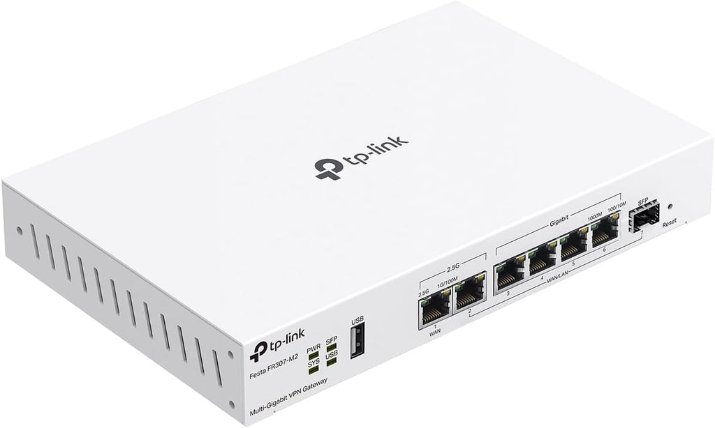 TP-Link Festa FR307-M2 | Multi-Gigabit VPN Wired Router Gateway | 2 * 2.5G+5*Gigabit+1*USB WAN | Self-Organizing Network | Free Cloud | Load Balance | IPSec/PPTP/L2TP/OpenVPN | Does not Work w/Omada