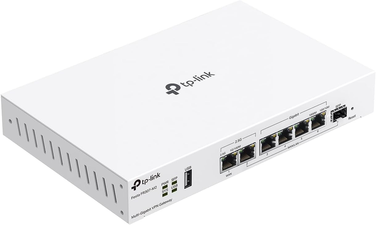 TP-Link Festa FR307-M2 | Multi-Gigabit VPN Wired Router Gateway | 2 * 2.5G+5*Gigabit+1*USB WAN | Self-Organizing Network | Free Cloud | Load Balance | IPSec/PPTP/L2TP/OpenVPN | Does not Work w/Omada