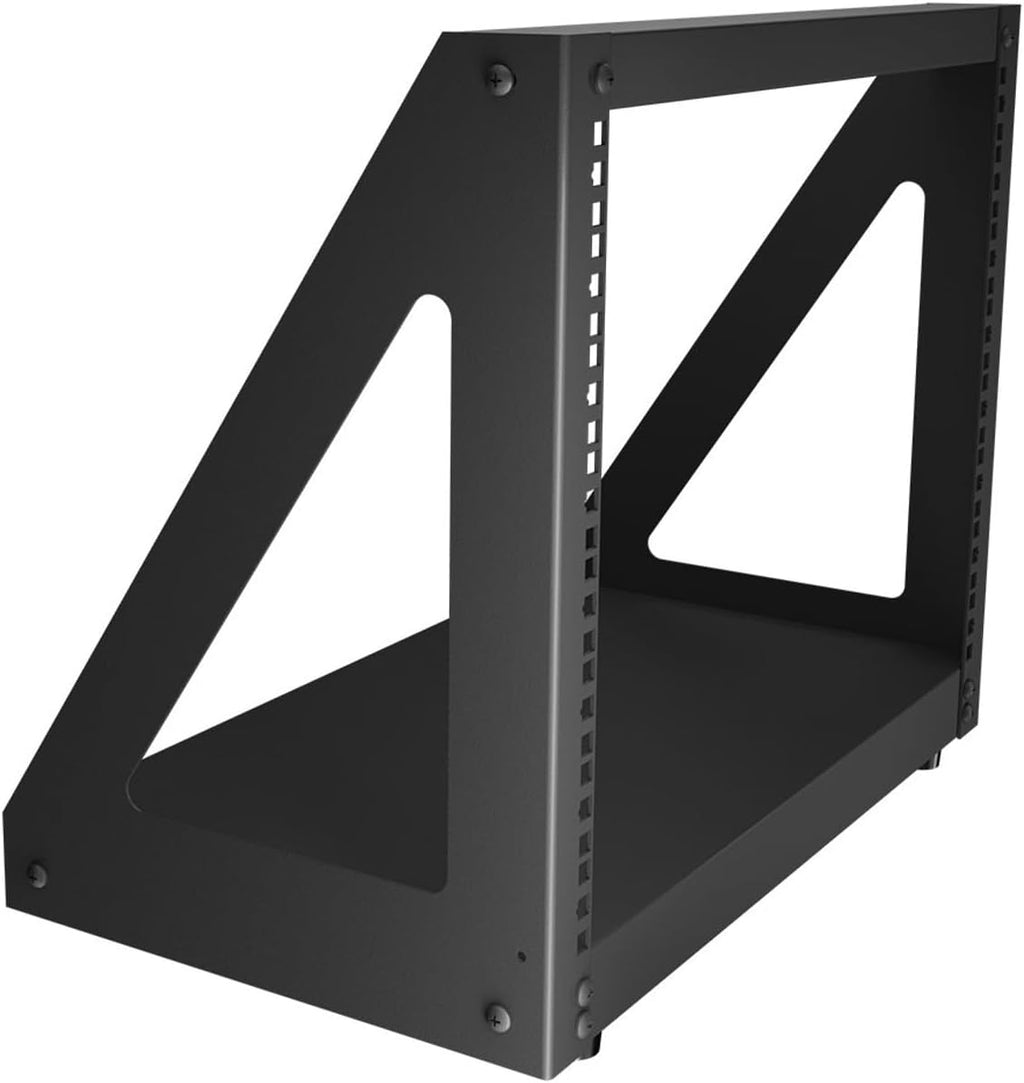 NavePoint 8U 2 Post Server Rack for 19 Inch Equipment, Freestanding Desktop Rack for AV, Networking, Data & IT Devices, Heavy Duty 2-Post Rack 8U 330lbs Weight Capacity, Black
