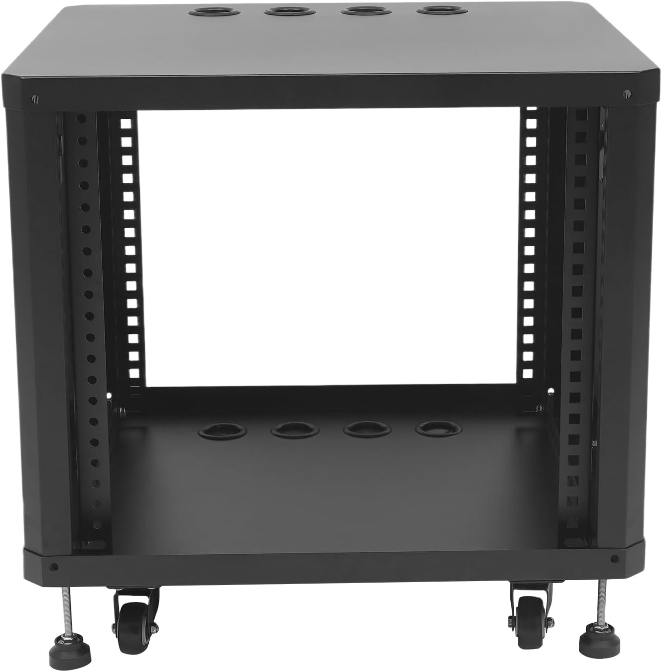 Network & Stereo Rack, 9U Steel Open Frame Home Studio Rack with Caster Wheels, Video Stage Stereo Equipment Storage Cabinet Stand On Wheels for Audio Video, Server and Network Gear