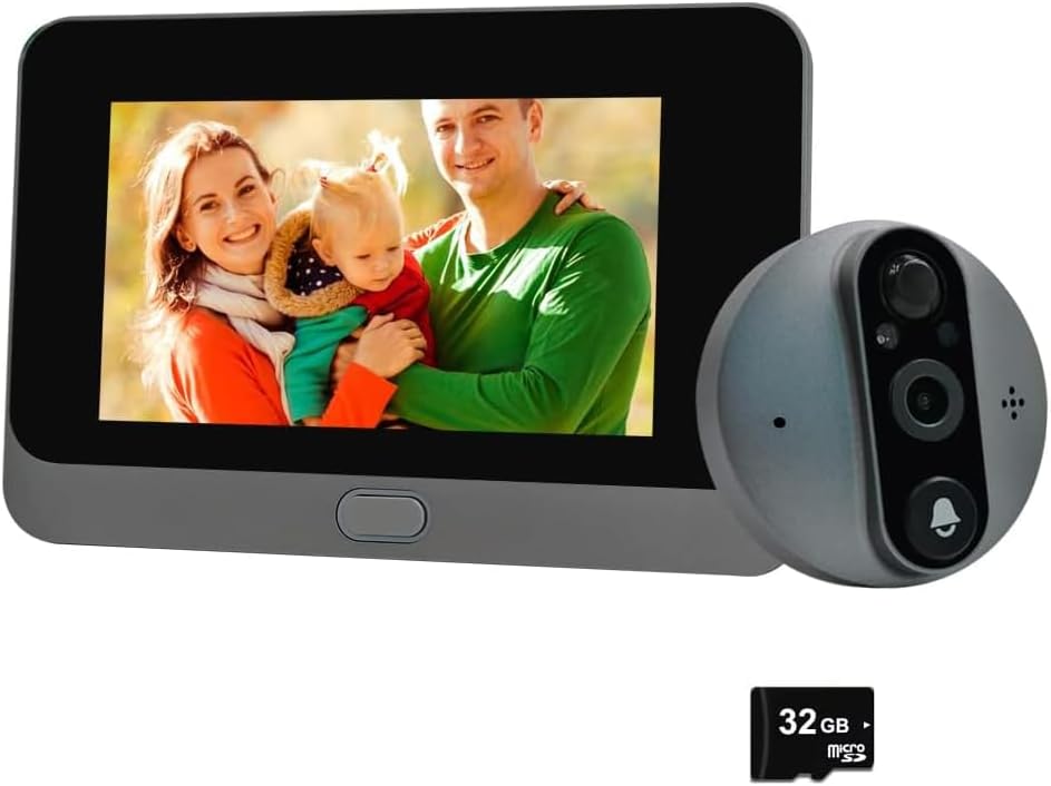ANJIELO SMART Peephole Camera, 960P WiFi Video Doorbell Camera with Chime, Motion Detection, Night Vision, 2-Way Audio, Cloud Storage, 4.3 Inch LCD Screen Monitor, Upgrade Version