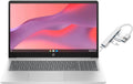 HP 15.6' HD Chromebook Laptop |Intel Processor N200|Intel UHD Graphics| WiFi| Webcam| Silver | 8GB RAM DDR5 | 64GB SSD |Chrome OS |Bundle with USB 3.0 Hub