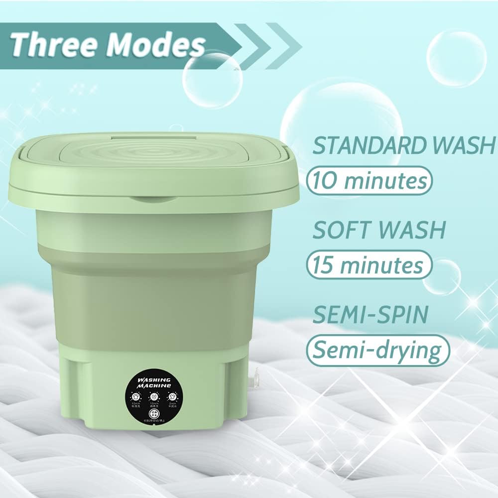 Mini Washing Machine, Foldable Ultrasonic Turbo Washing Machine，for Small Clothing,Underwear Suitable for Home, Business, Travel, College Room, RV, Apartment