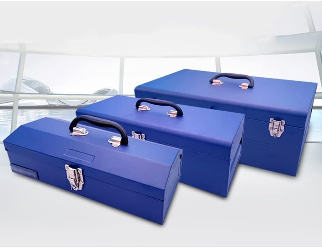 Portable Tool Box Toolbox Industrial Grade Thickened Toolbox Portable Household Toolbox Storage Box with Alloy Lock (Blue) Small Parts Box (Color : B)