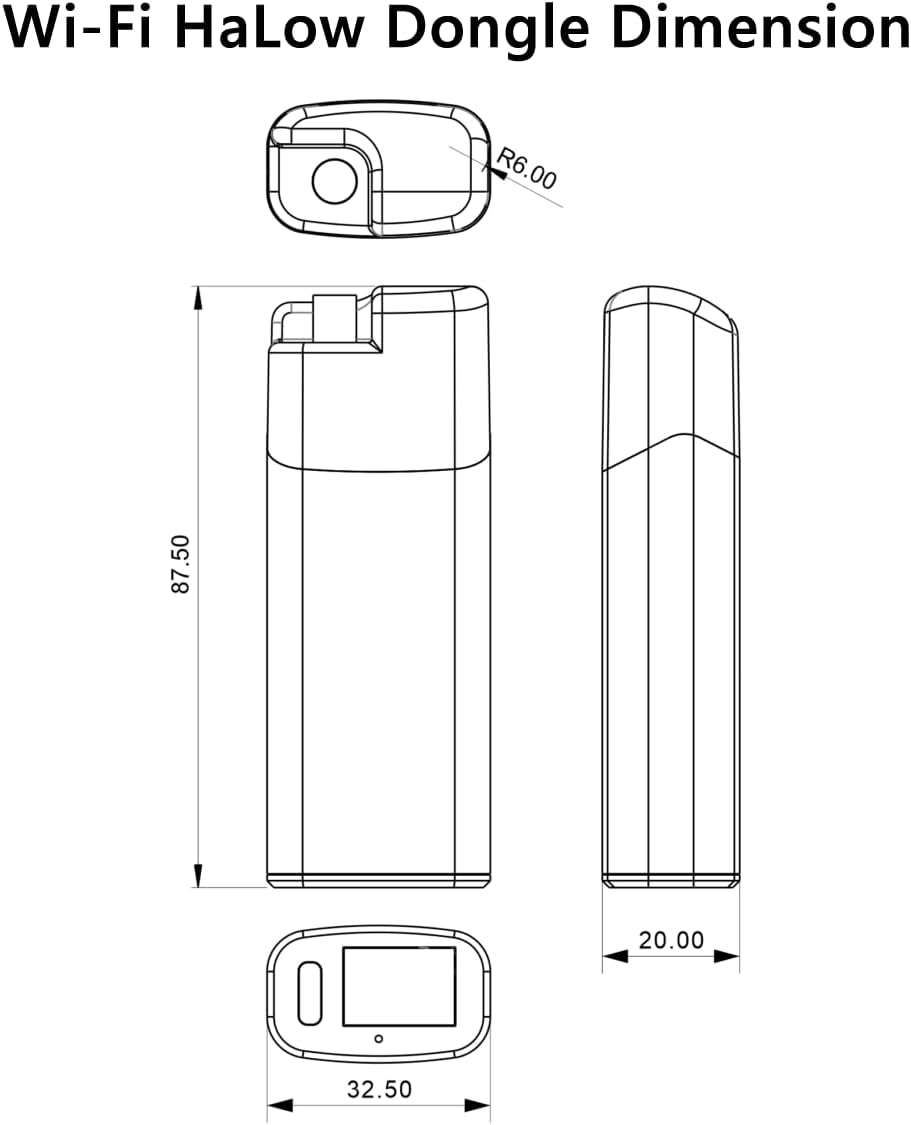 Wi-Fi HaLow Dongle IEEE 802.11ah Protocol 1km Ultra-Long-Range Wi-Fi or Ethernet Cable Lower Power Consumption Wireless Network Bridge 902-928MHz (Dongle STA+H7608)