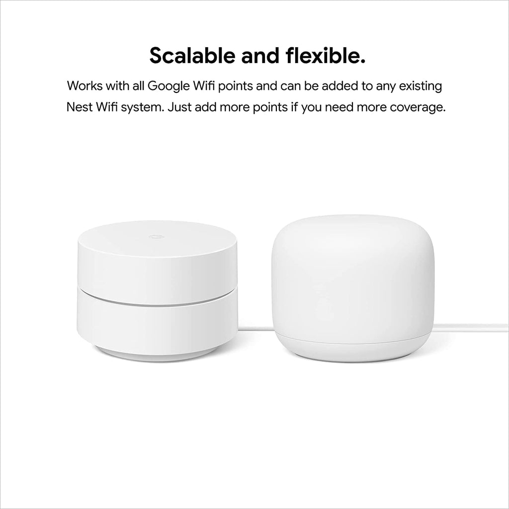 Nest WiFi Router and 2 Points - WiFi Extender with Smart Speaker - Works with Google WiFi (3 Pack) White