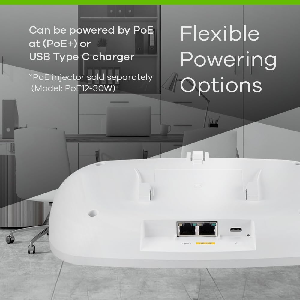 Zyxel WiFi 7 BE12300 Wireless Dual-Radio Access Point | 2 x 2.5G Ethernet | PoE+ or USB Type C Powered (not Included) | Cloud, App or Direct Management [NWA210BE]