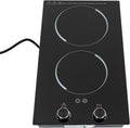 Electric Cooktop - 2 Burner Plug in Portable 110-120V 2100W Electric Cooktop, Built-in & Countertop Ceramic Cook Stove with Knob Control, 9 Power Levels and Overheat Protection