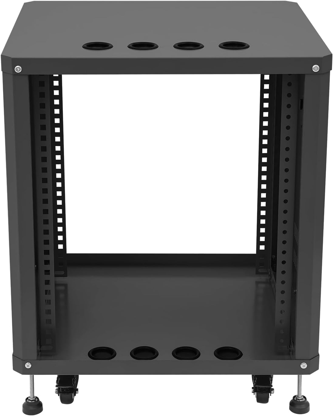 12U Network & Stereo Rack, Steel Open Frame Home Studio Rack with Caster Wheels, Video Stage Stereo Equipment Storage Cabinet Stand On Wheels