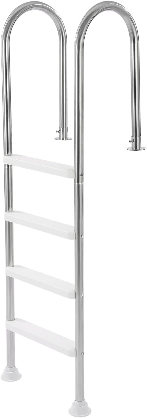 VEVOR Swimming Pool Ladder, 4-Step Double Handrails Stairs with Non-Slip Heavy Duty Steps, Stainless Steel Load Capacity 265 lbs, for 54 in Inground Pools with Mounted Deck Board Indoor & Outdoor