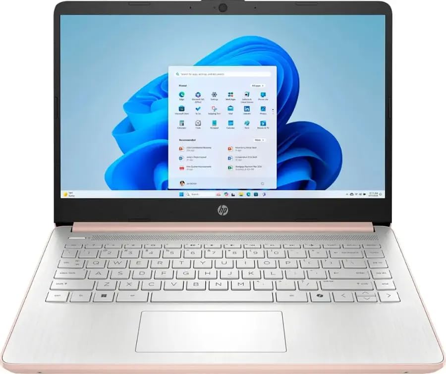 Hp 2025 14' Business Student Laptop Computer, Quad Core Intel N150 Processor, 4GB RAM,128GB UFS,1 Year Microsoft Office 365, Windows 11 Home, Copilot AI, Wi-Fi 6 - Pale Rose Gold